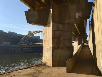 bicycle/pedestrian ramp to Point State Park in downtown Pittsburgh, PA