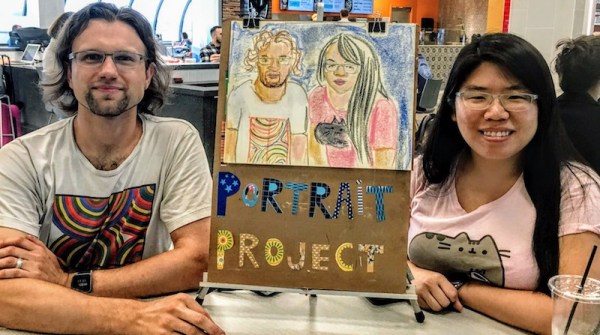 male/female couple with partial portrait of themselves