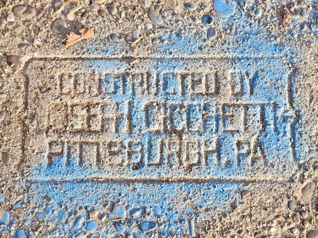 sidewalk stamp for Joseph Cicchetti, Pittsburgh, PA