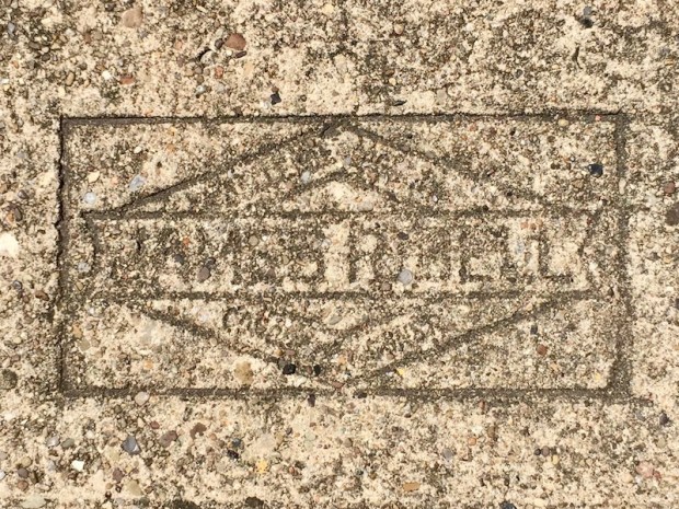 mason's stamp in concrete sidewalk, Bellevue, PA