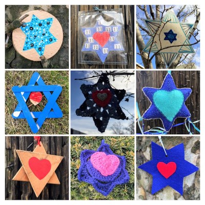 collage of homemade Stars of David found around Pittsburgh, PA