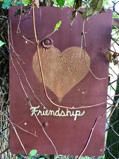handmade sign with heart and text "Friendship", Pittsburgh, PA