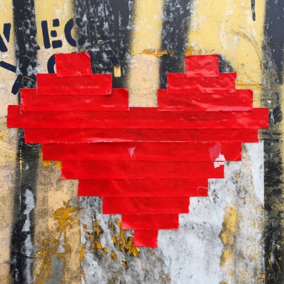 image of heart made from red tape on electrical box, Pittsburgh, PA
