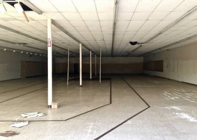 interior of vacant retail space in Northern Lights Shopping Center, Baden, PA