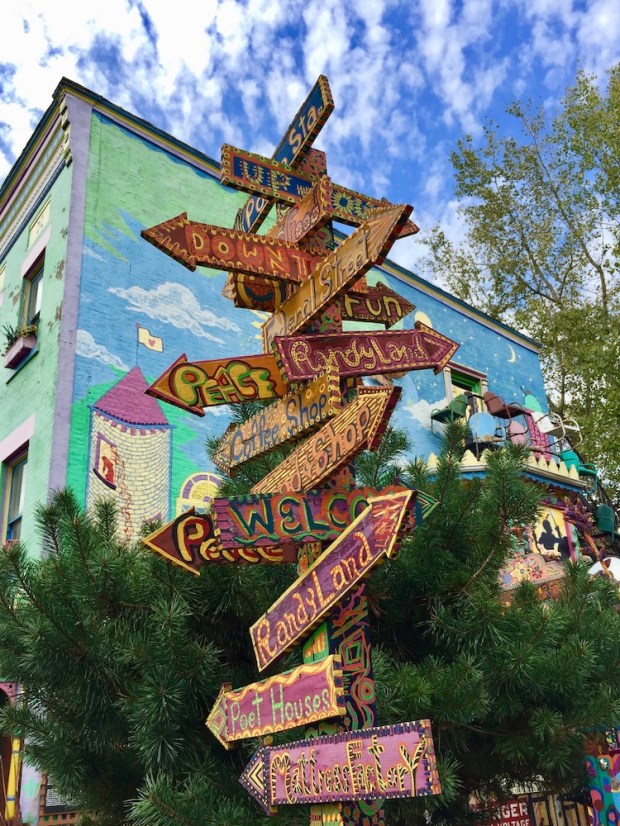 direction signs outside Randyland, Pittsburgh, PA