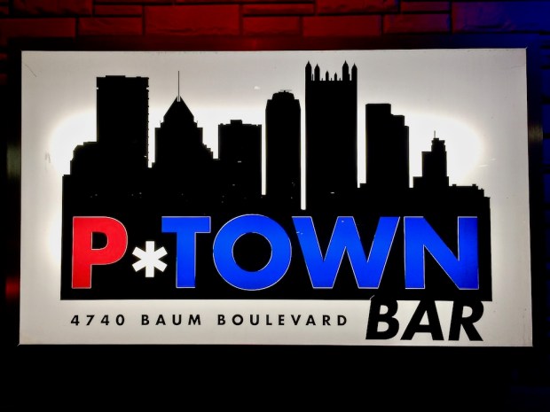 P*Town Bar sign including the Pittsburgh skyline