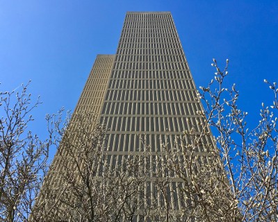 exterior of City View Apartments building, designed by I.M. Pei, in Pittsburgh, PA