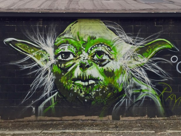 mural of Yoda painted by artist Jeremy Raymer