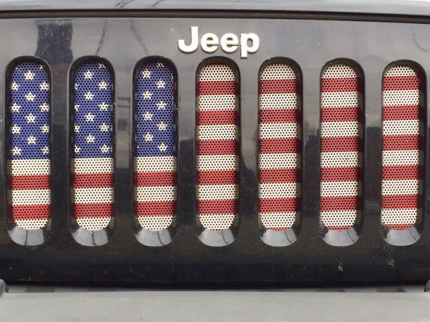Jeep grill made to look like American flag