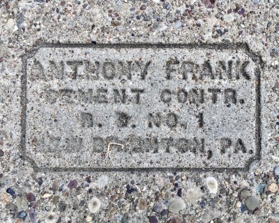 sidewalk stamp for Anthony Frank, Beaver, PA