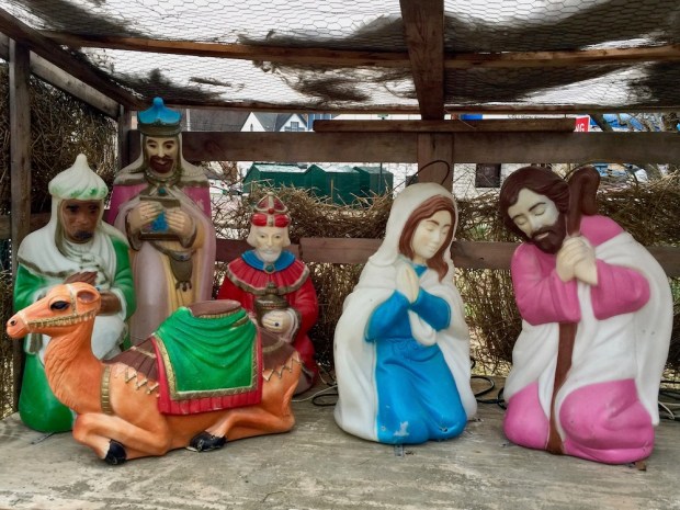 Christmas nativity scene missing baby Jesus