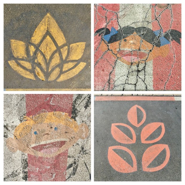 details from murals painted in street crosswalks
