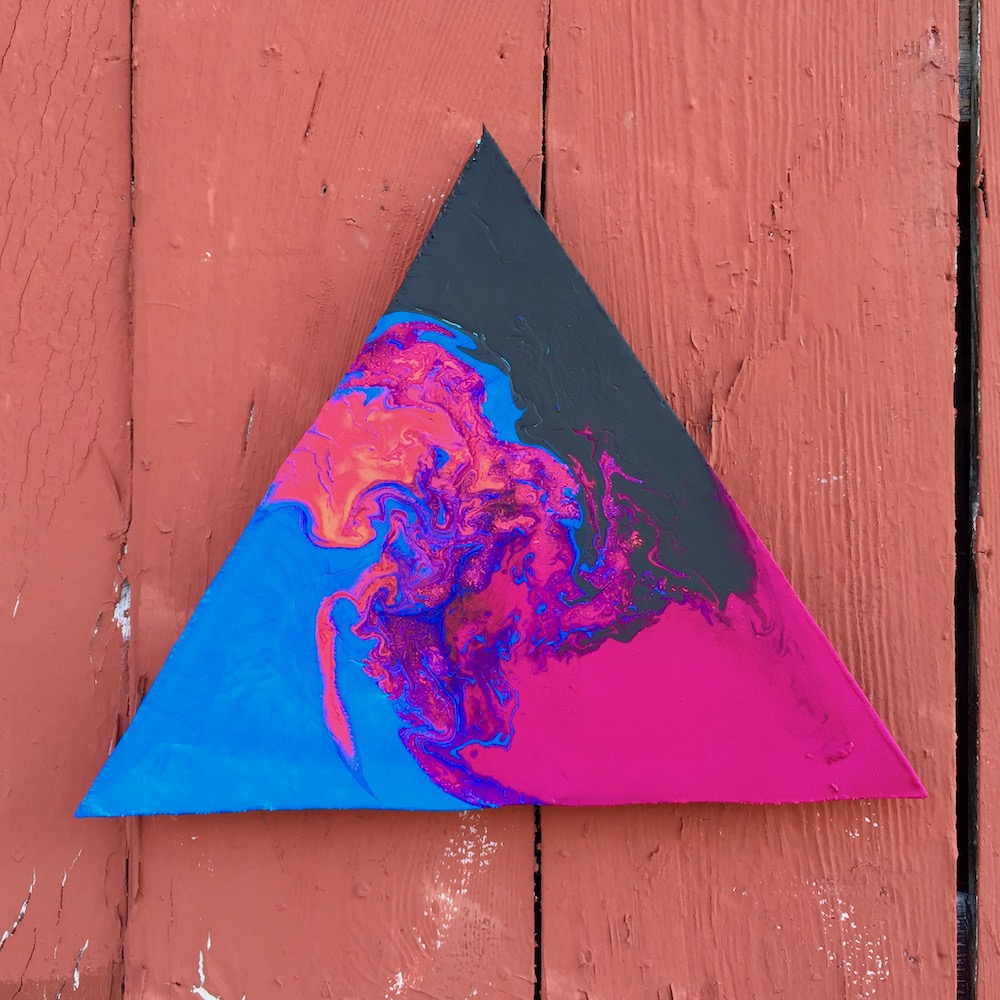abstract painting on triangular canvas