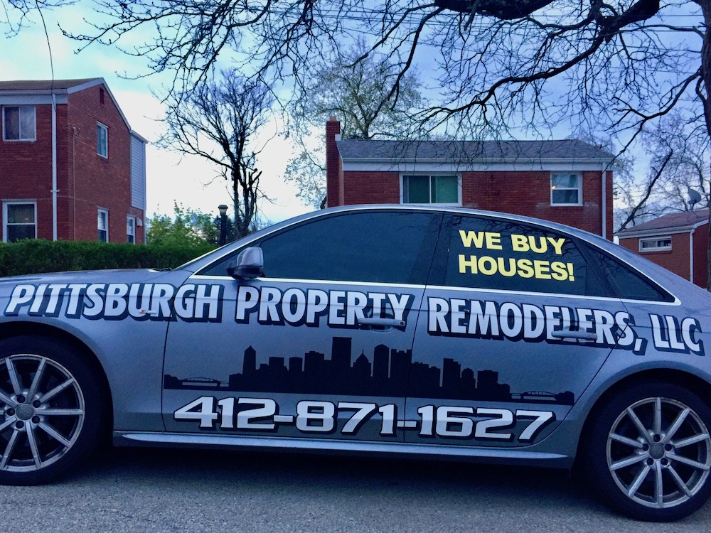 car with wrap advertising for Pittsburgh Property Remodelers