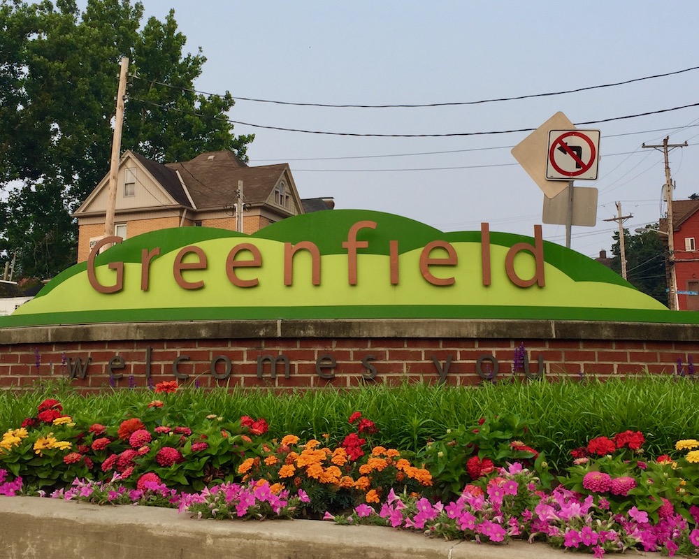 neighborhood welcome sign for Greenfield, Pittsburgh