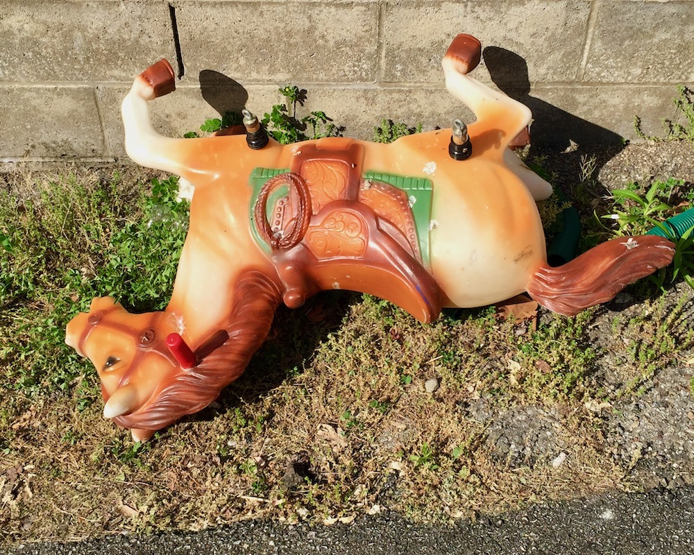 rocking horse toy left out for trash