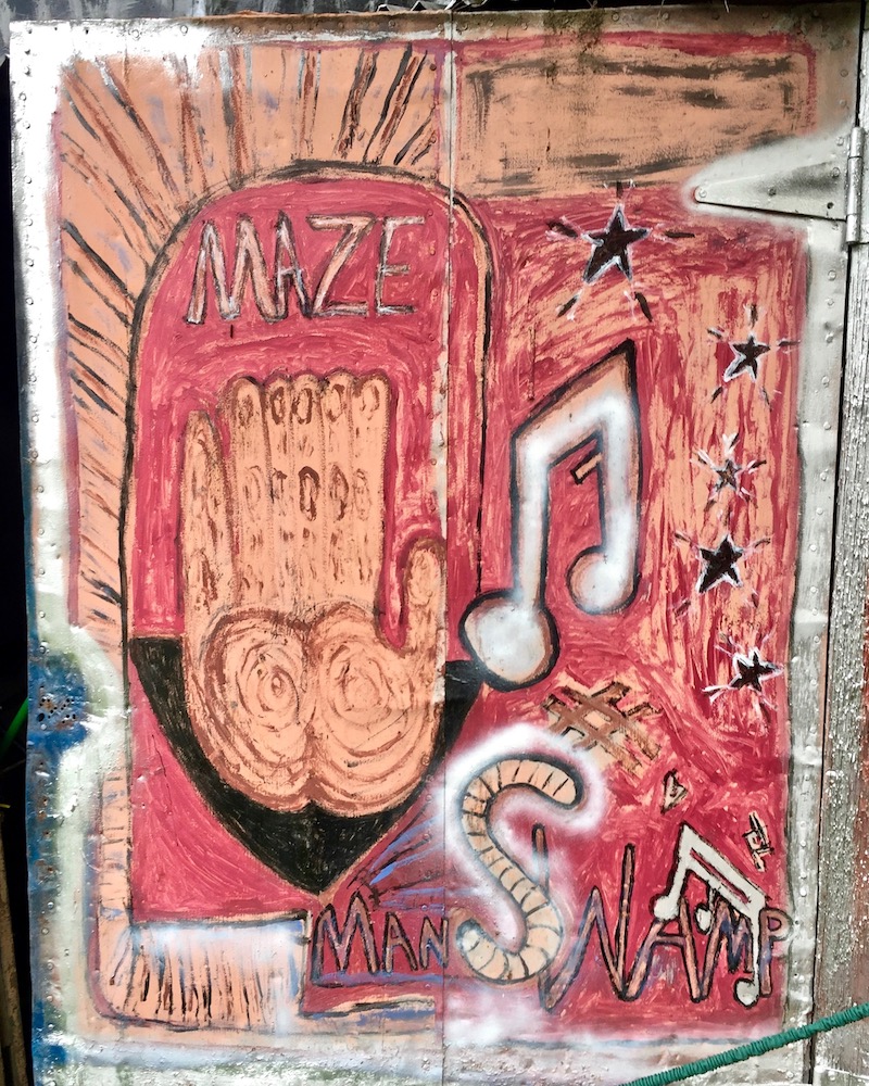 Tribute to Frankie Beverly & Maze on metal shed doors