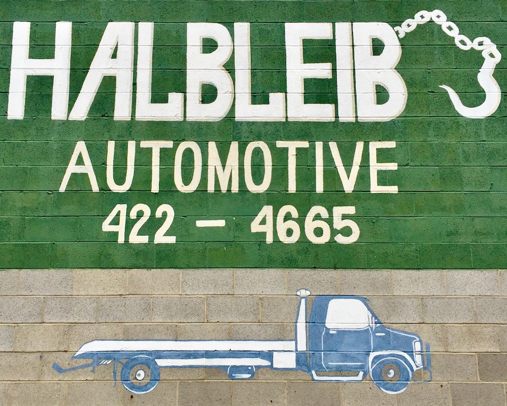 hand-painted sign/mural for Halblieb Automotive