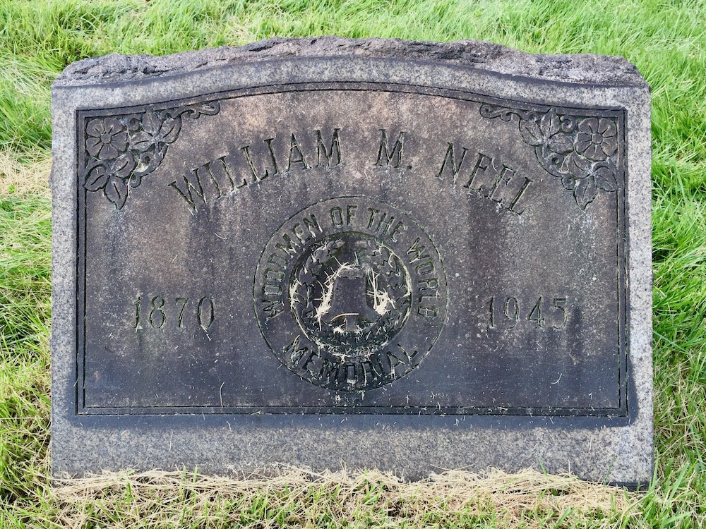 grave marker with seal of the Woodmen of the World, Richland Cemetery, Dravosburg, PA