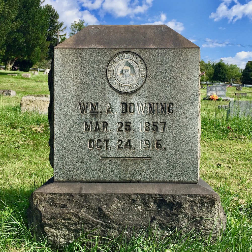 grave marker with seal of the Woodmen of the World, Richland Cemetery, Dravosburg, PA