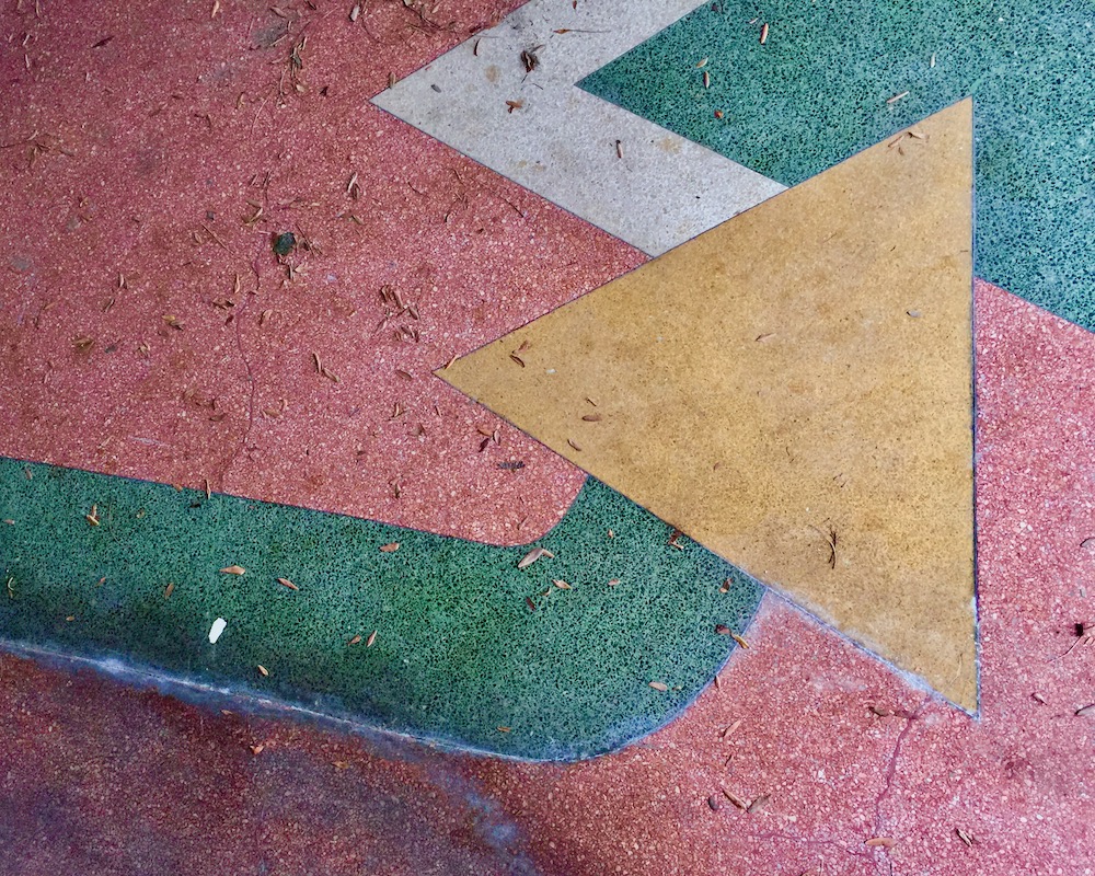 store entranceway with complex arrow design