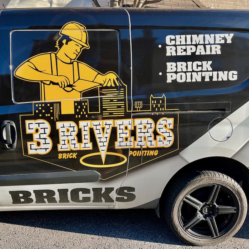 logo for 3 Rivers Brick Pointing including skyline of downtown Pittsburgh