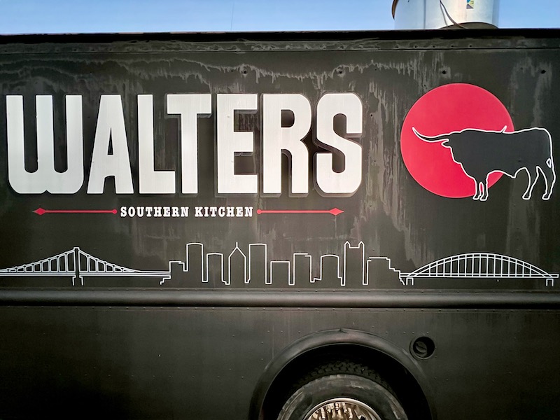 food truck painted with skyline of downtown Pittsburgh