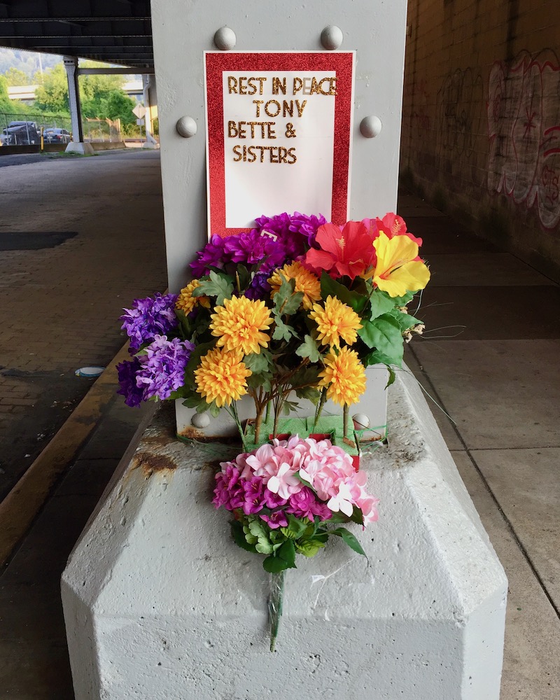 memorial left on bridge support