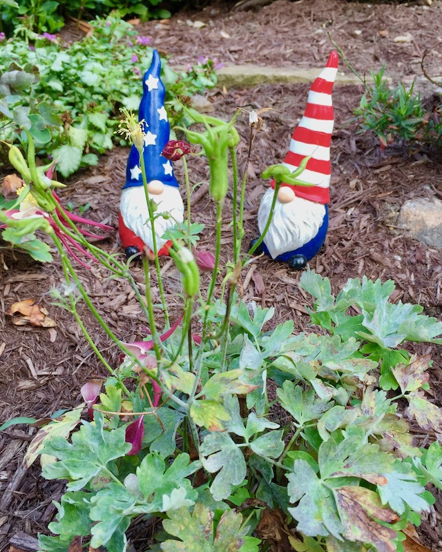 decorative garden gnomes painted like the American flag