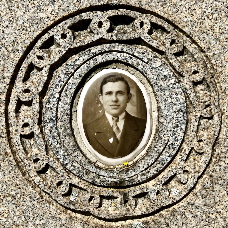 ceramic photograph inset in gravestone