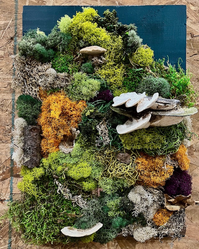 artwork made from colored moss