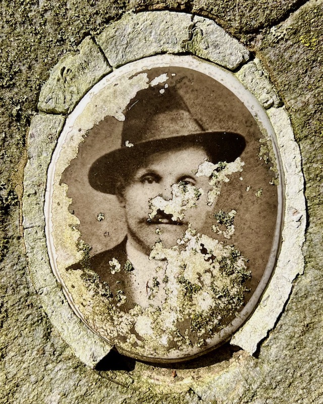 ceramic photograph inset in gravestone