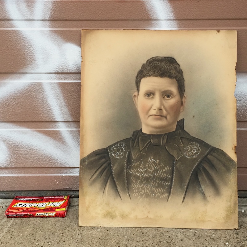 portrait of older woman left outside